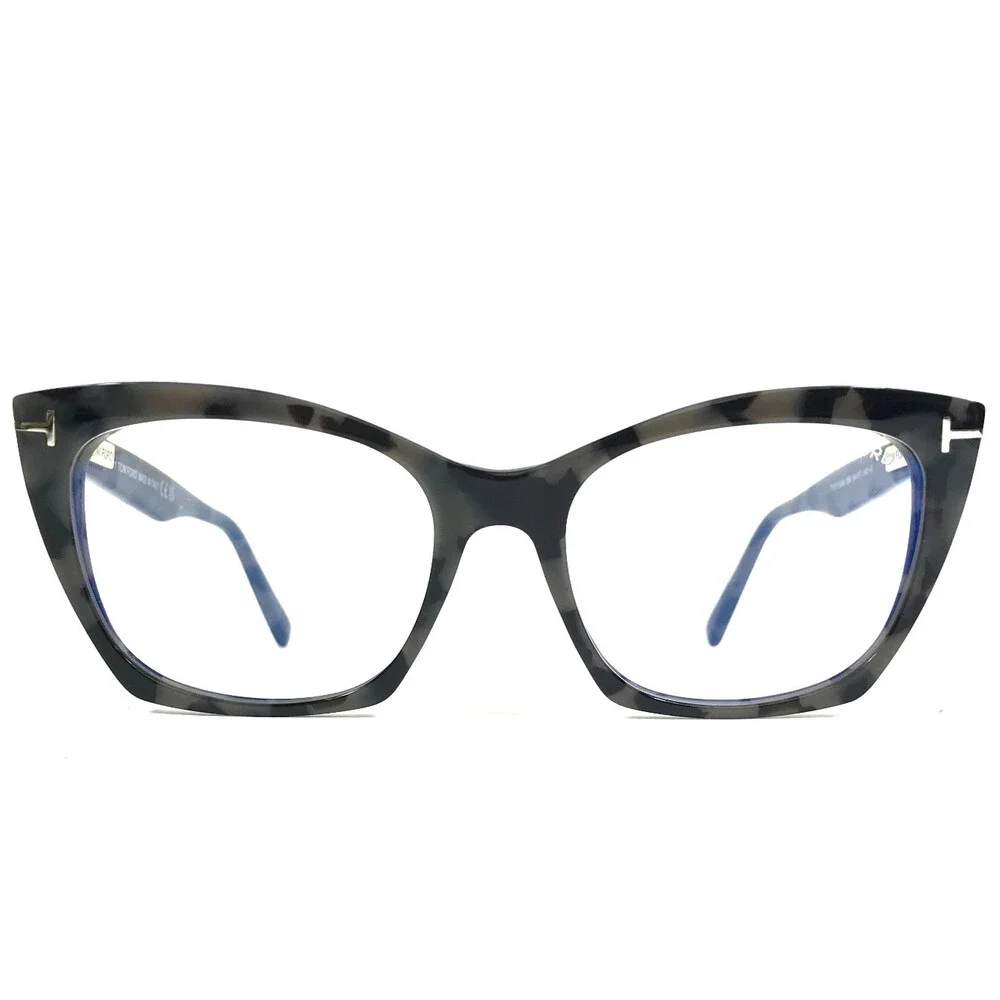 Tom Ford Eyeglasses Frames TF5709-B 056 Shiny Dark Gray Havana Cat Eye 54-17-140